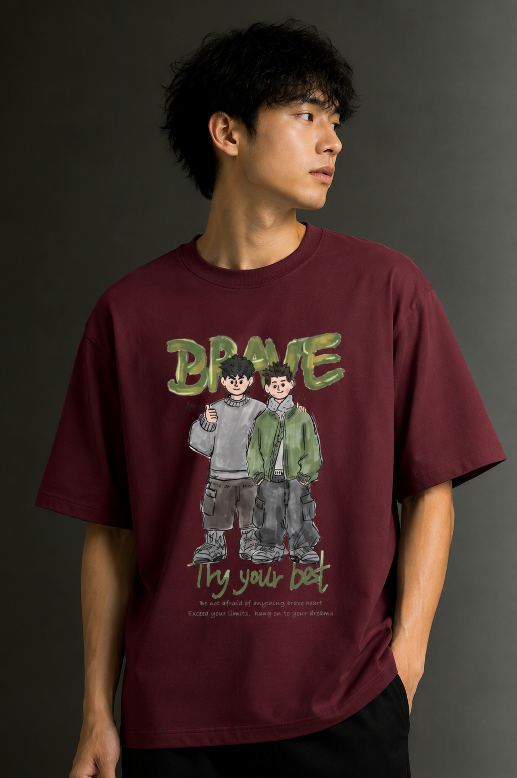 Men's Drop Shoulder Front Printed T-Shirt | Graphic Tee | OUTPUFF