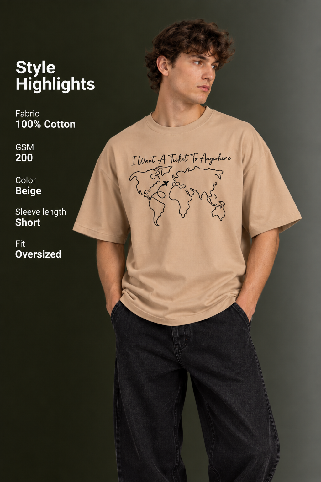 Men's Drop Shoulder Front Printed T-Shirt | Graphic Tee | OUTPUFF