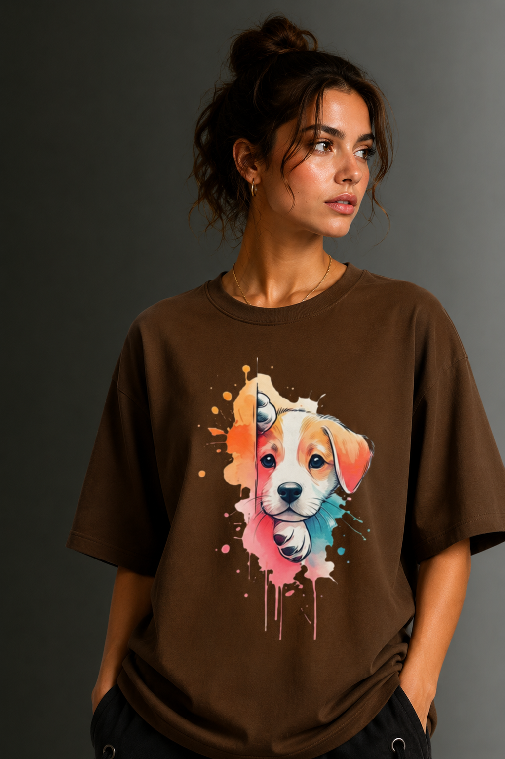 Women Drop Shoulder Front Printed T-Shirt | OUTPUFF