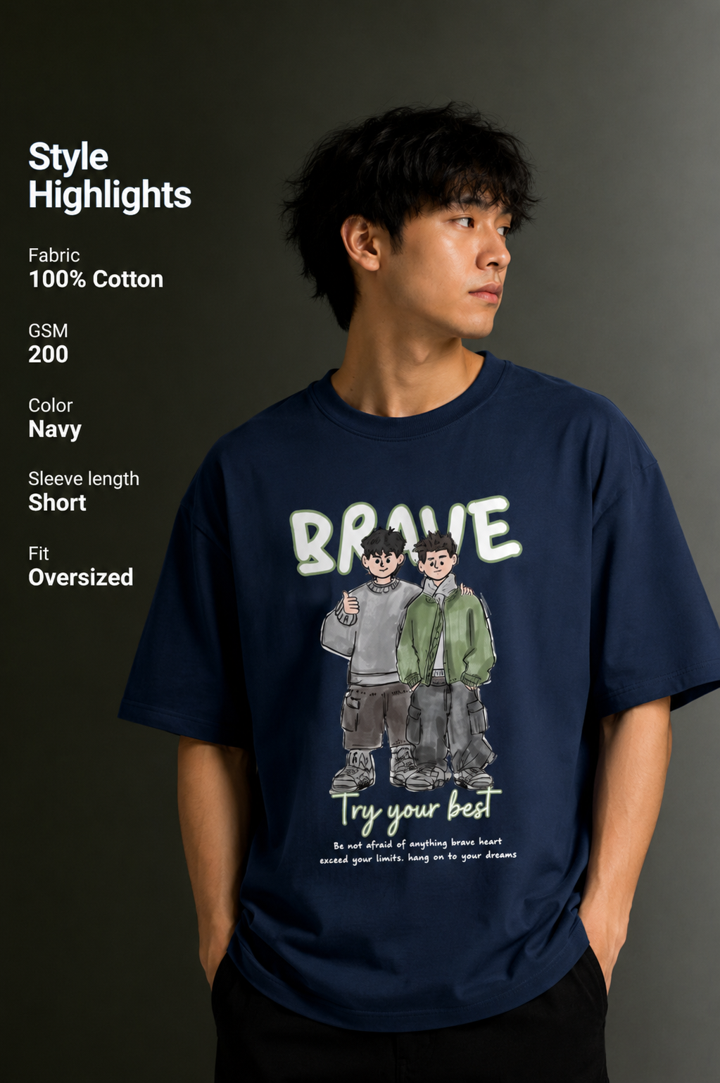 Men's Drop Shoulder Front Printed T-Shirt | Graphic Tee | OUTPUFF