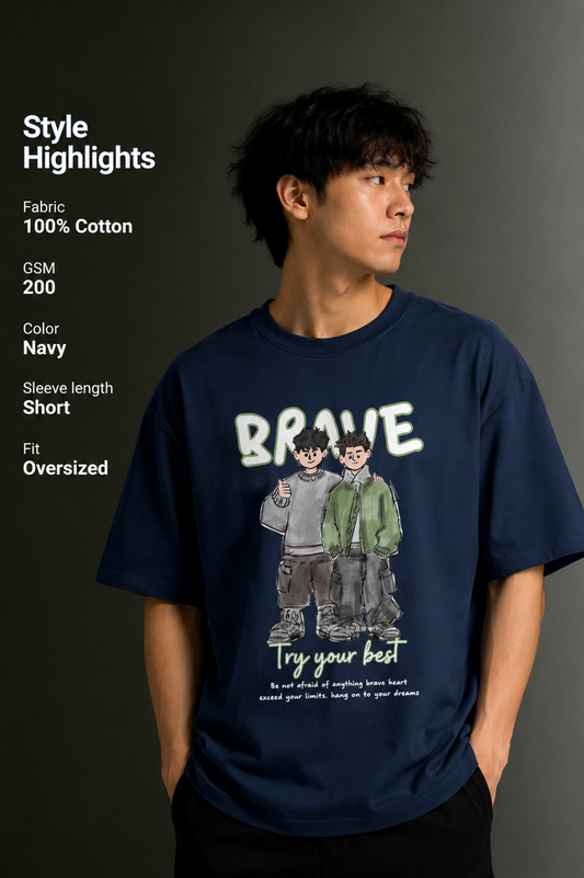Men's Drop Shoulder Front Printed T-Shirt | Graphic Tee | OUTPUFF