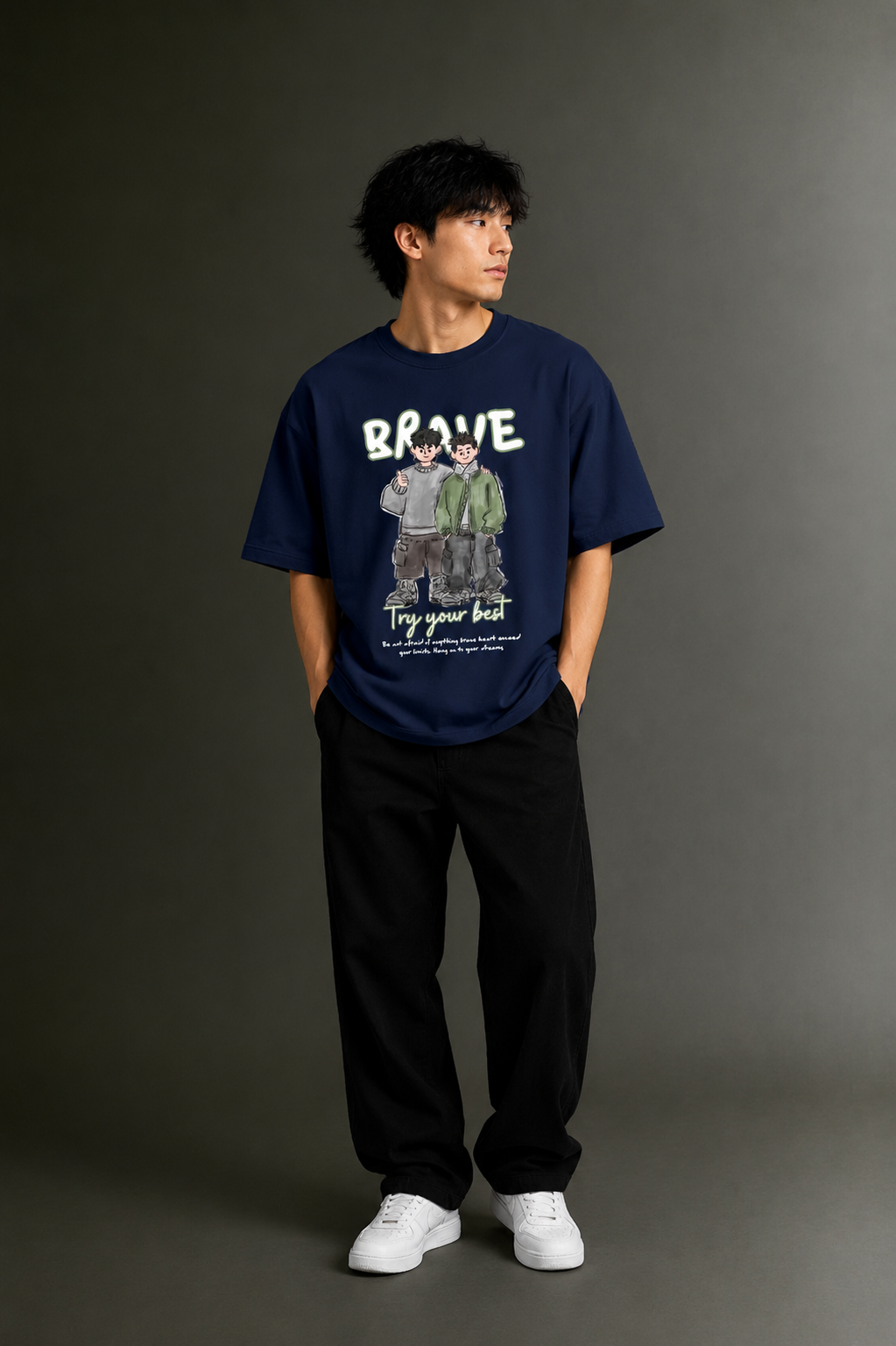 Men's Drop Shoulder Front Printed T-Shirt | Graphic Tee | OUTPUFF