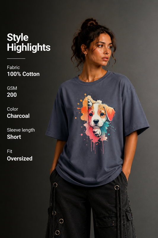 Women Drop Shoulder Front Printed T-Shirt | OUTPUFF