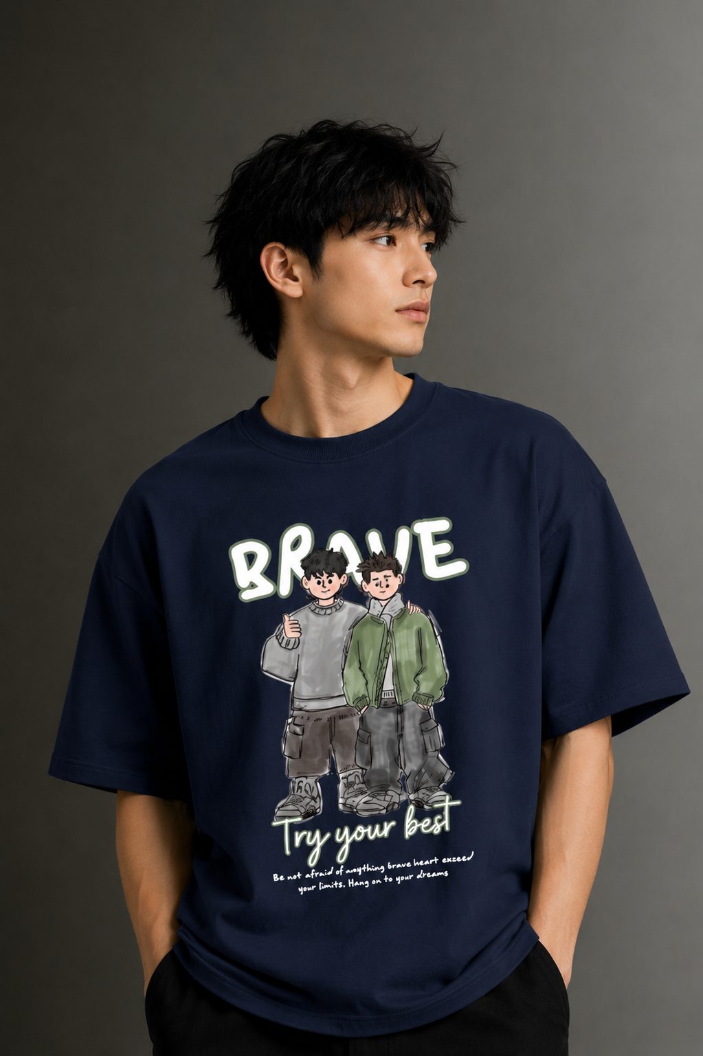 Men's Drop Shoulder Front Printed T-Shirt | Graphic Tee | OUTPUFF
