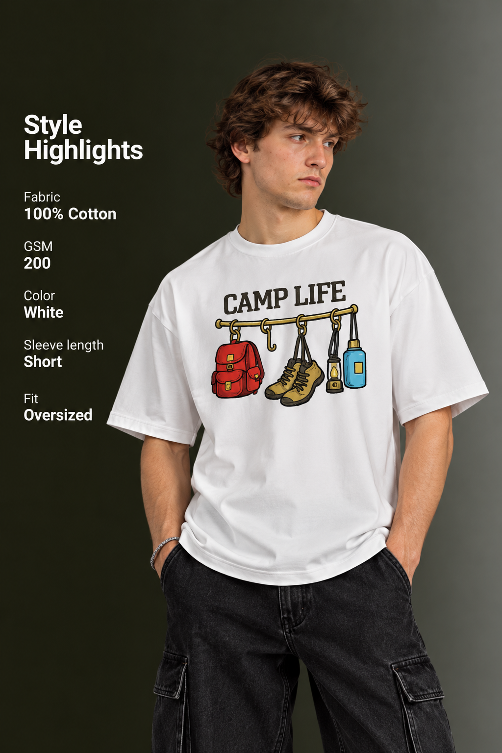 Men's Drop Shoulder Front Printed T-Shirt | Graphic Tee | OUTPUFF
