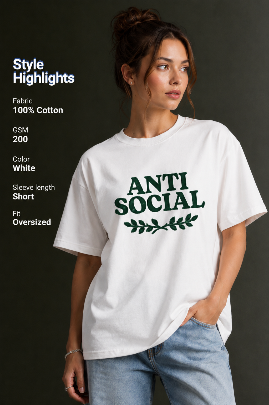 Women Drop Shoulder Front Printed T-Shirt | OUTPUFF