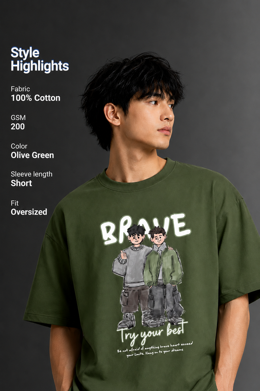Men's Drop Shoulder Front Printed T-Shirt | Graphic Tee | OUTPUFF