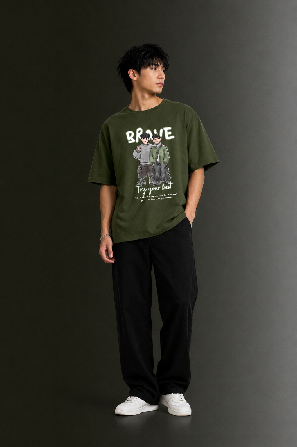 Men's Drop Shoulder Front Printed T-Shirt | Graphic Tee | OUTPUFF