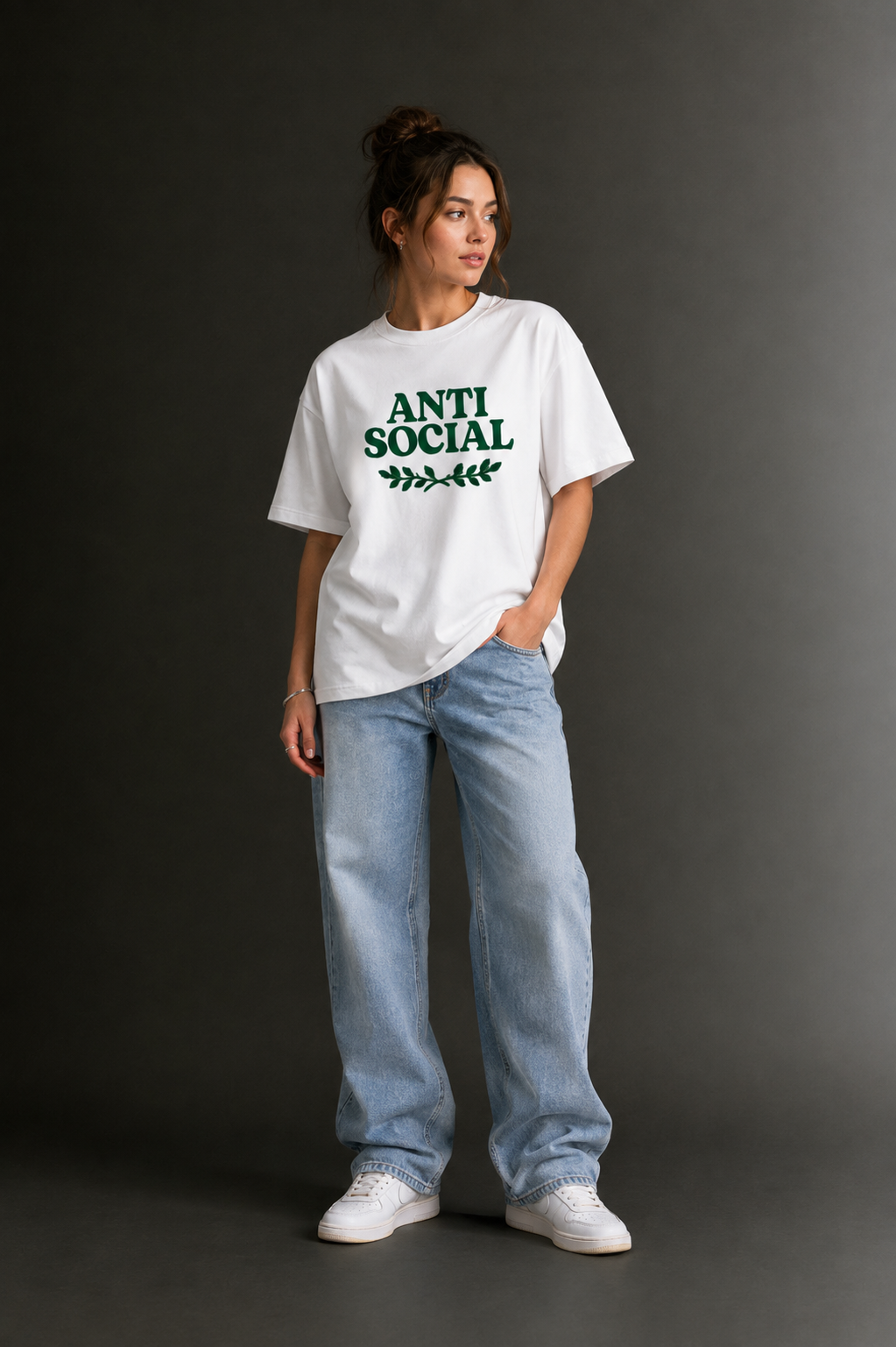 Women Drop Shoulder Front Printed T-Shirt | OUTPUFF