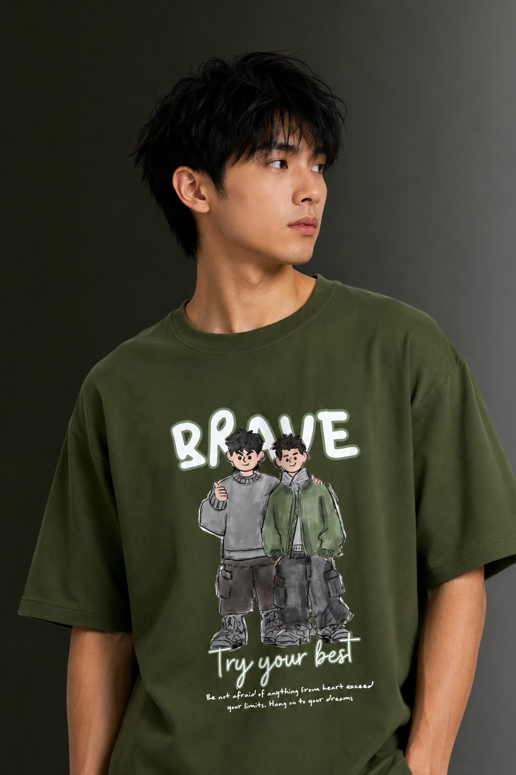 Men's Drop Shoulder Front Printed T-Shirt | Graphic Tee | OUTPUFF