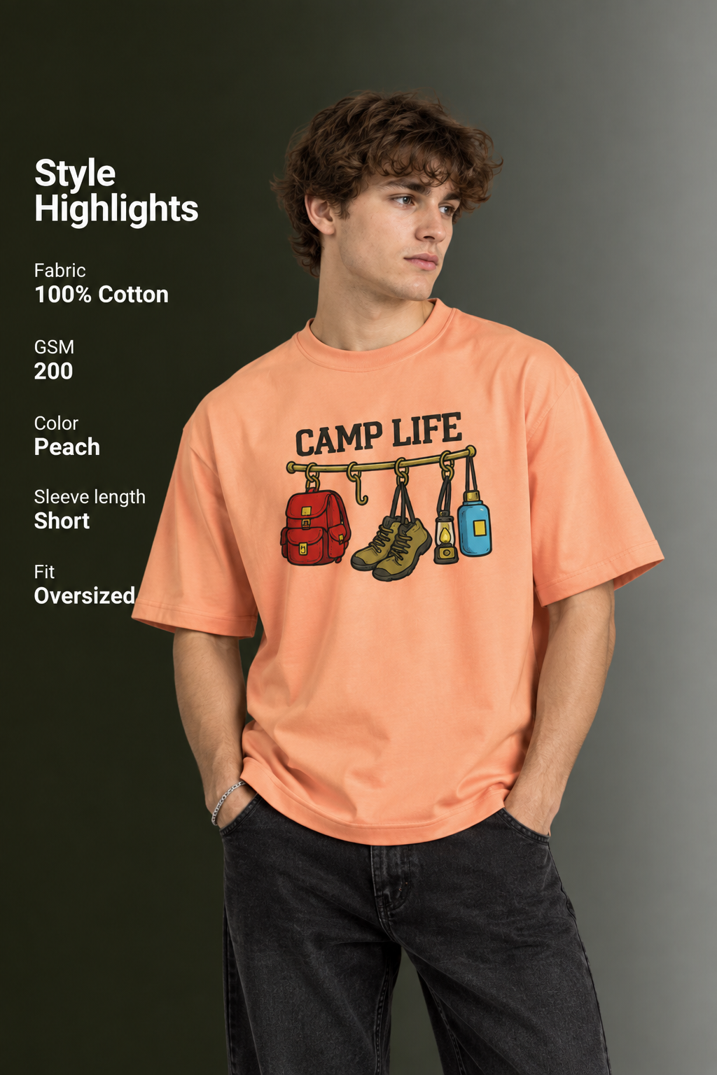 Men's Drop Shoulder Front Printed T-Shirt | Graphic Tee | OUTPUFF