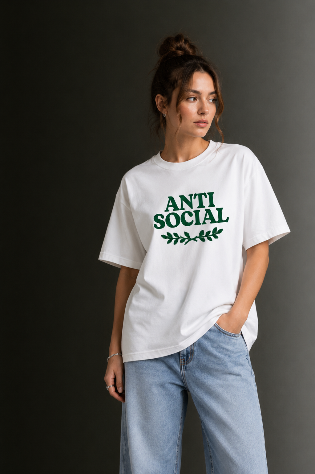 Women Drop Shoulder Front Printed T-Shirt | OUTPUFF