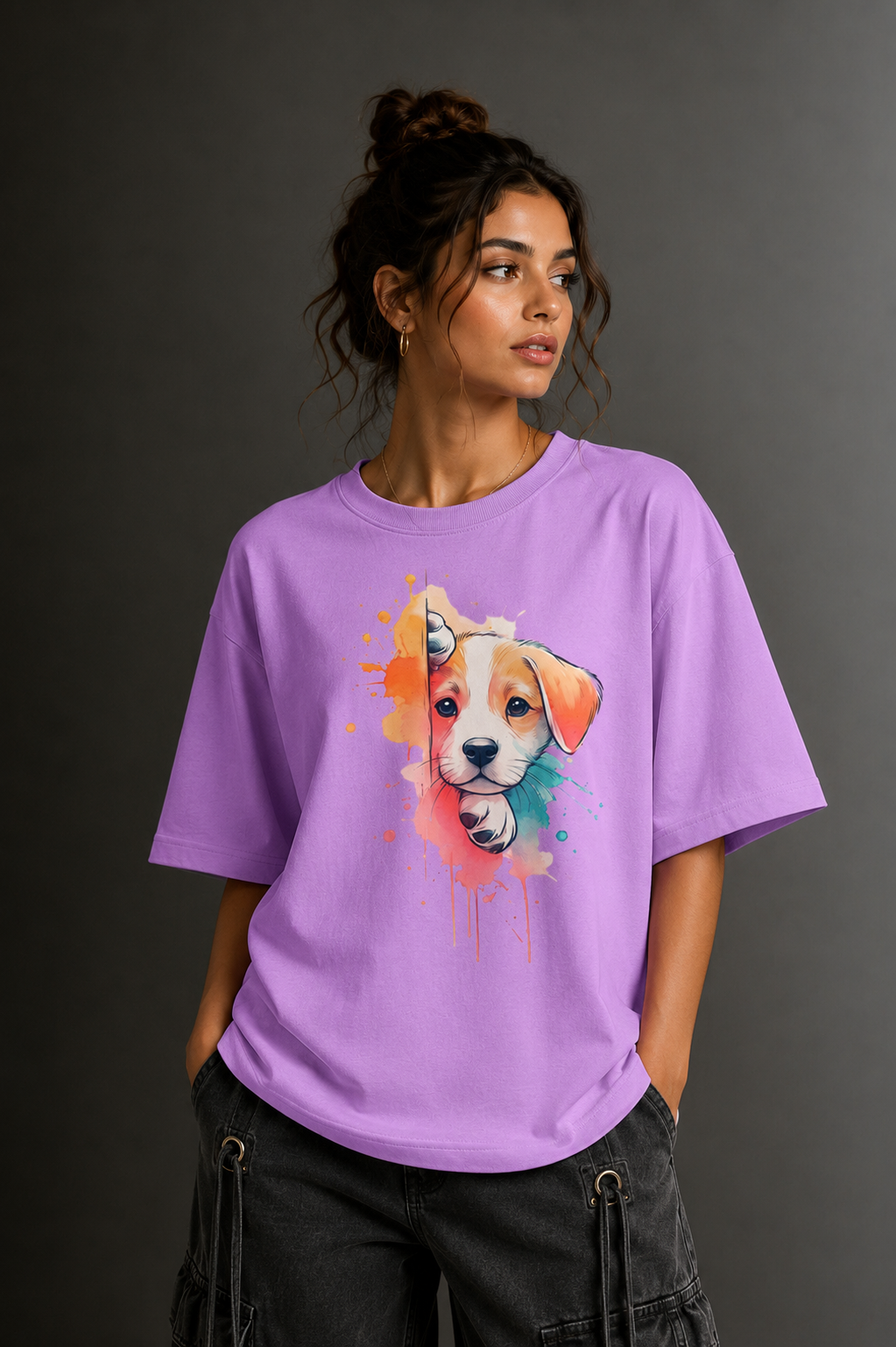 Women Drop Shoulder Front Printed T-Shirt | OUTPUFF