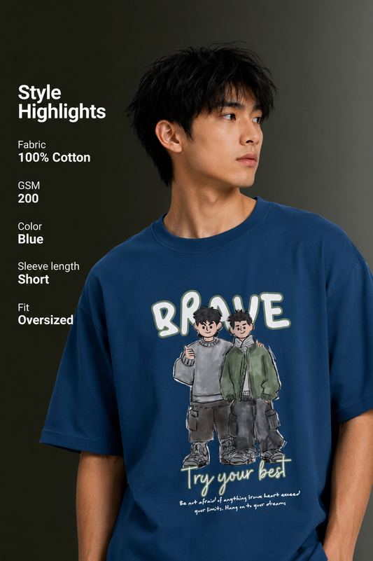 Men's Drop Shoulder Front Printed T-Shirt | Graphic Tee | OUTPUFF