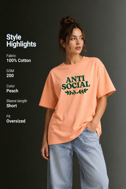 Women Drop Shoulder Front Printed T-Shirt | OUTPUFF