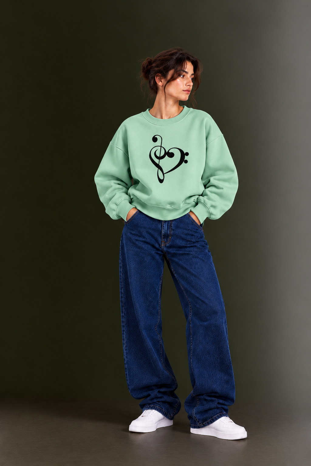 OUTPUFF Printed Oversized Drop Shoulder Crew Neck Sweatshirt