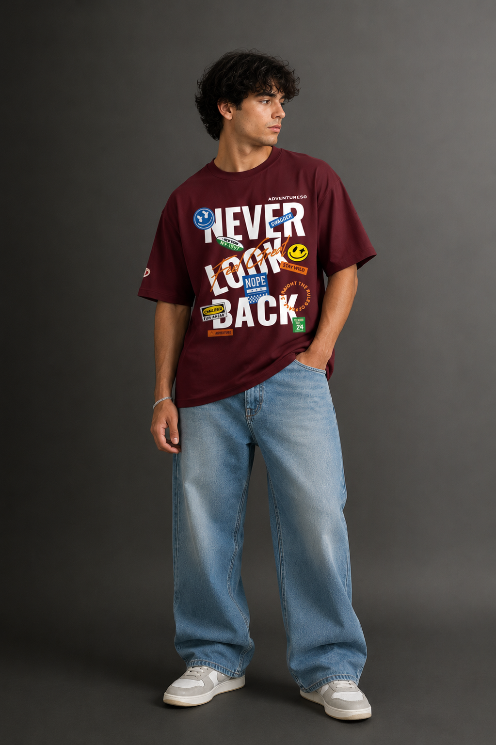 Men's Drop Shoulder Front Printed T-Shirt | Graphic Tee | OUTPUFF