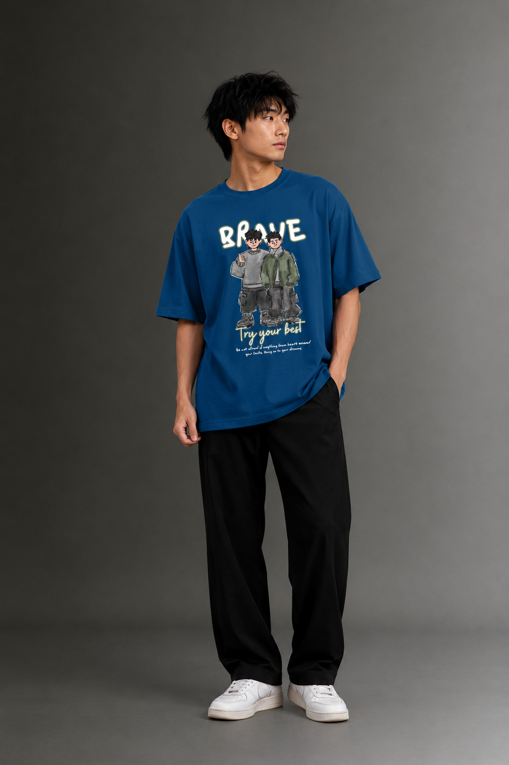 Men's Drop Shoulder Front Printed T-Shirt | Graphic Tee | OUTPUFF