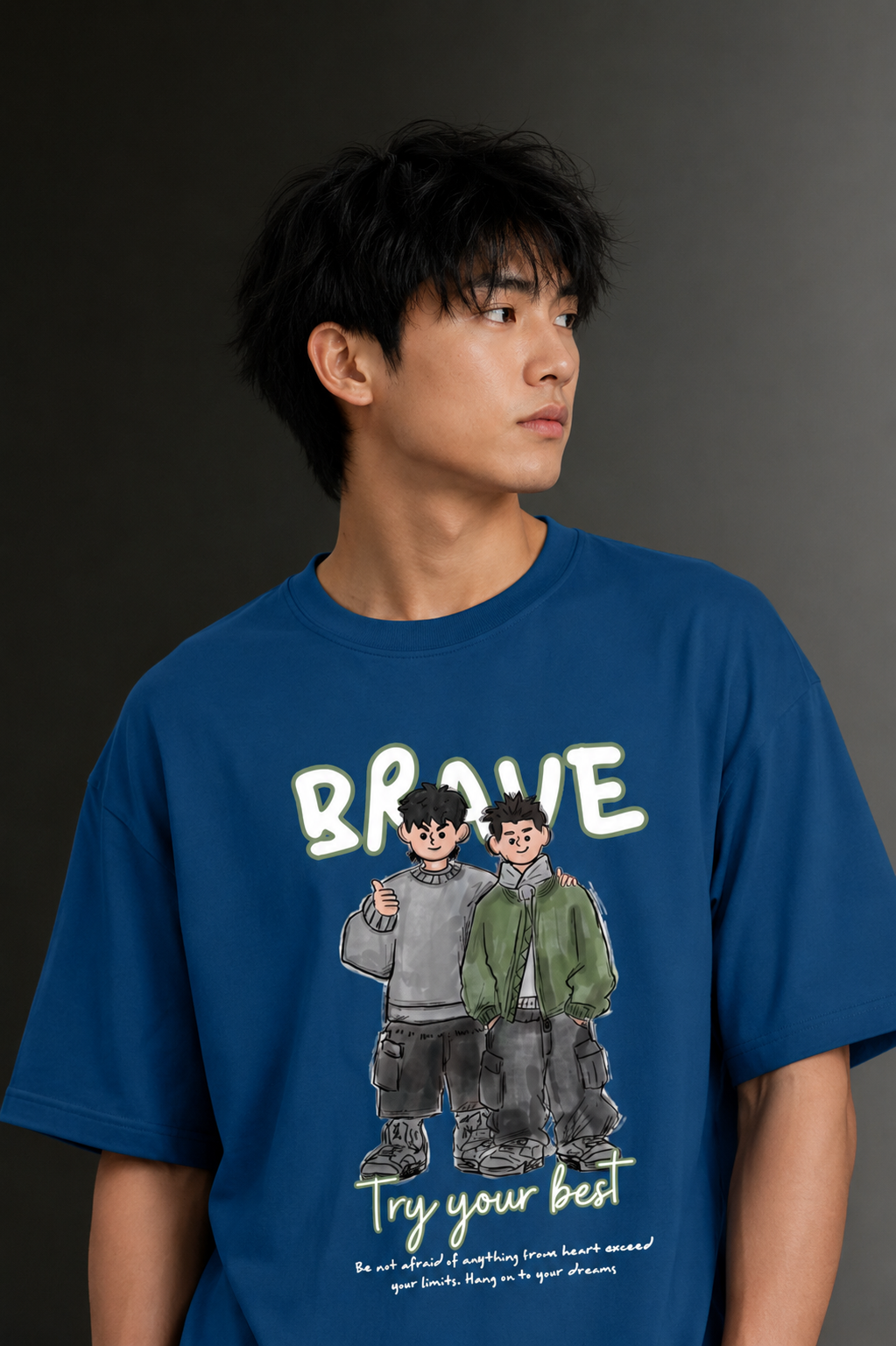 Men's Drop Shoulder Front Printed T-Shirt | Graphic Tee | OUTPUFF