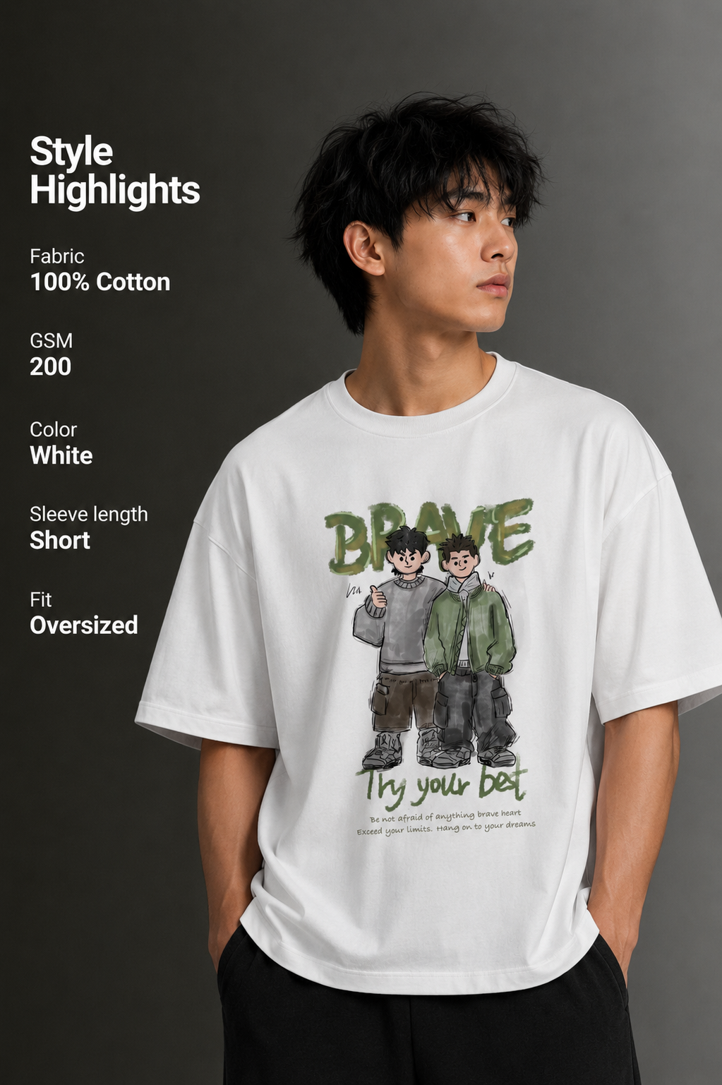 Men's Drop Shoulder Front Printed T-Shirt | Graphic Tee | OUTPUFF