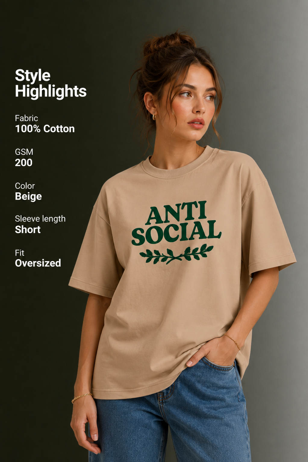 Women Drop Shoulder Front Printed T-Shirt | OUTPUFF