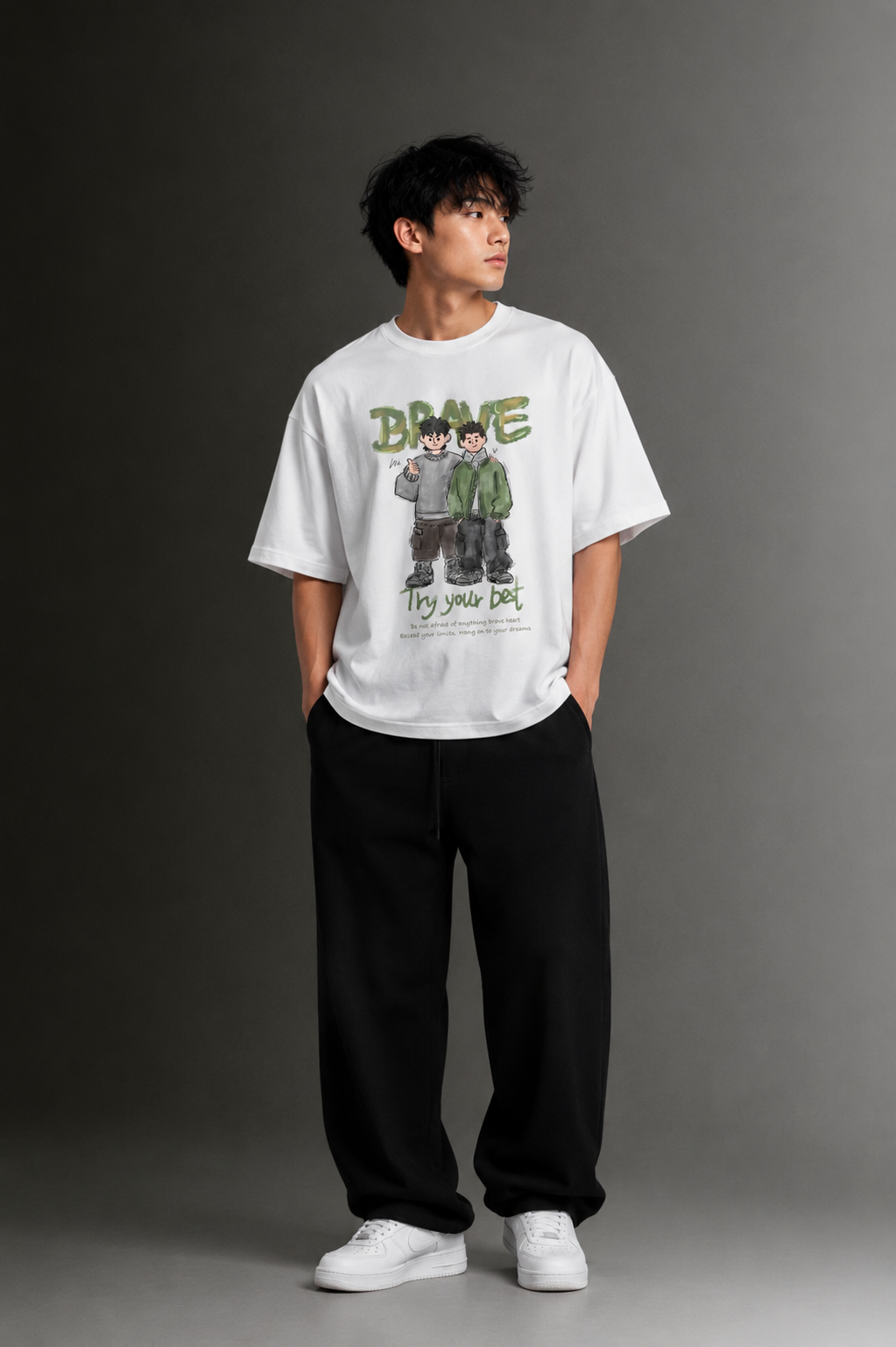 Men's Drop Shoulder Front Printed T-Shirt | Graphic Tee | OUTPUFF