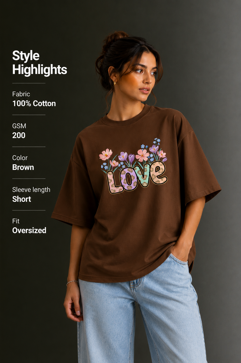 Women Drop Shoulder Front Printed T-Shirt | OUTPUFF