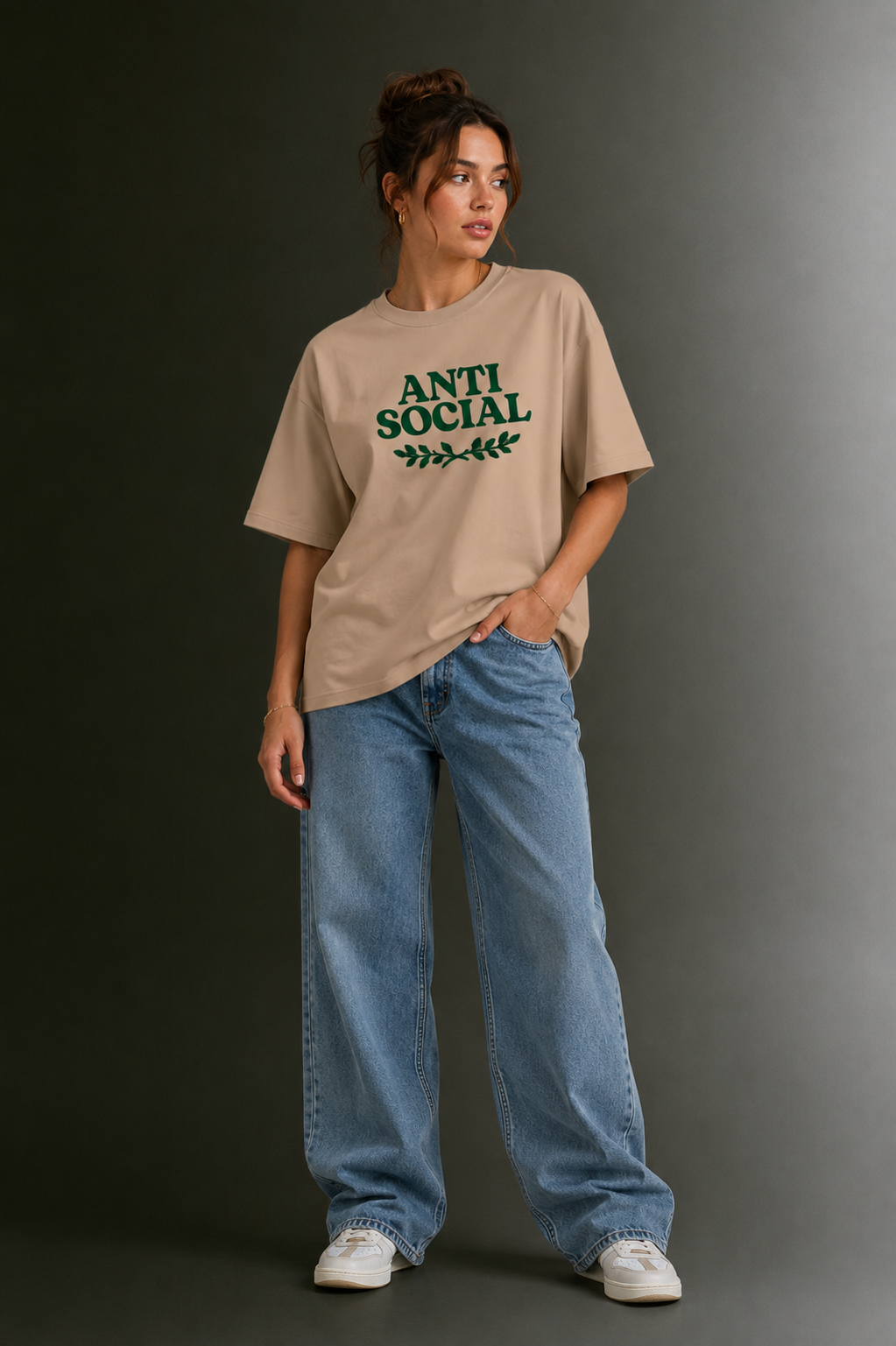 Women Drop Shoulder Front Printed T-Shirt | OUTPUFF