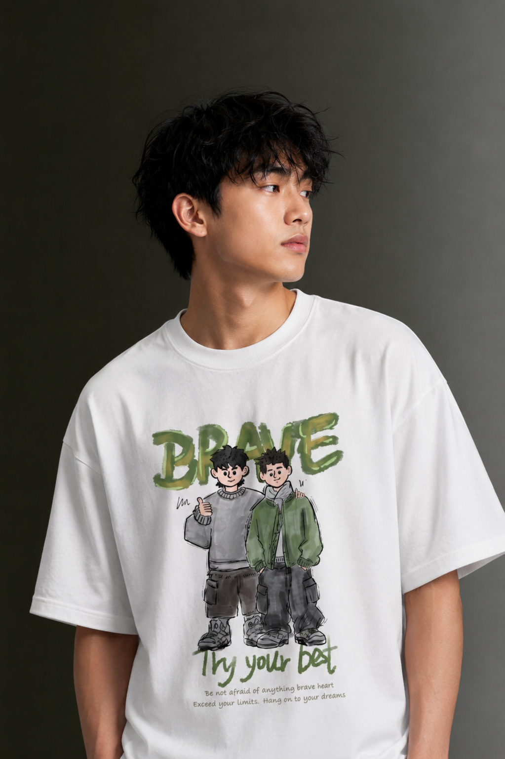 Men's Drop Shoulder Front Printed T-Shirt | Graphic Tee | OUTPUFF