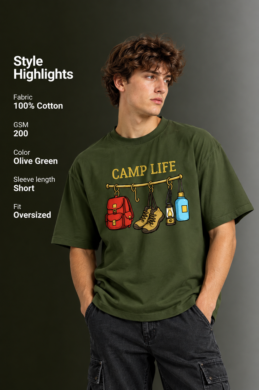 Men's Drop Shoulder Front Printed T-Shirt | Graphic Tee | OUTPUFF
