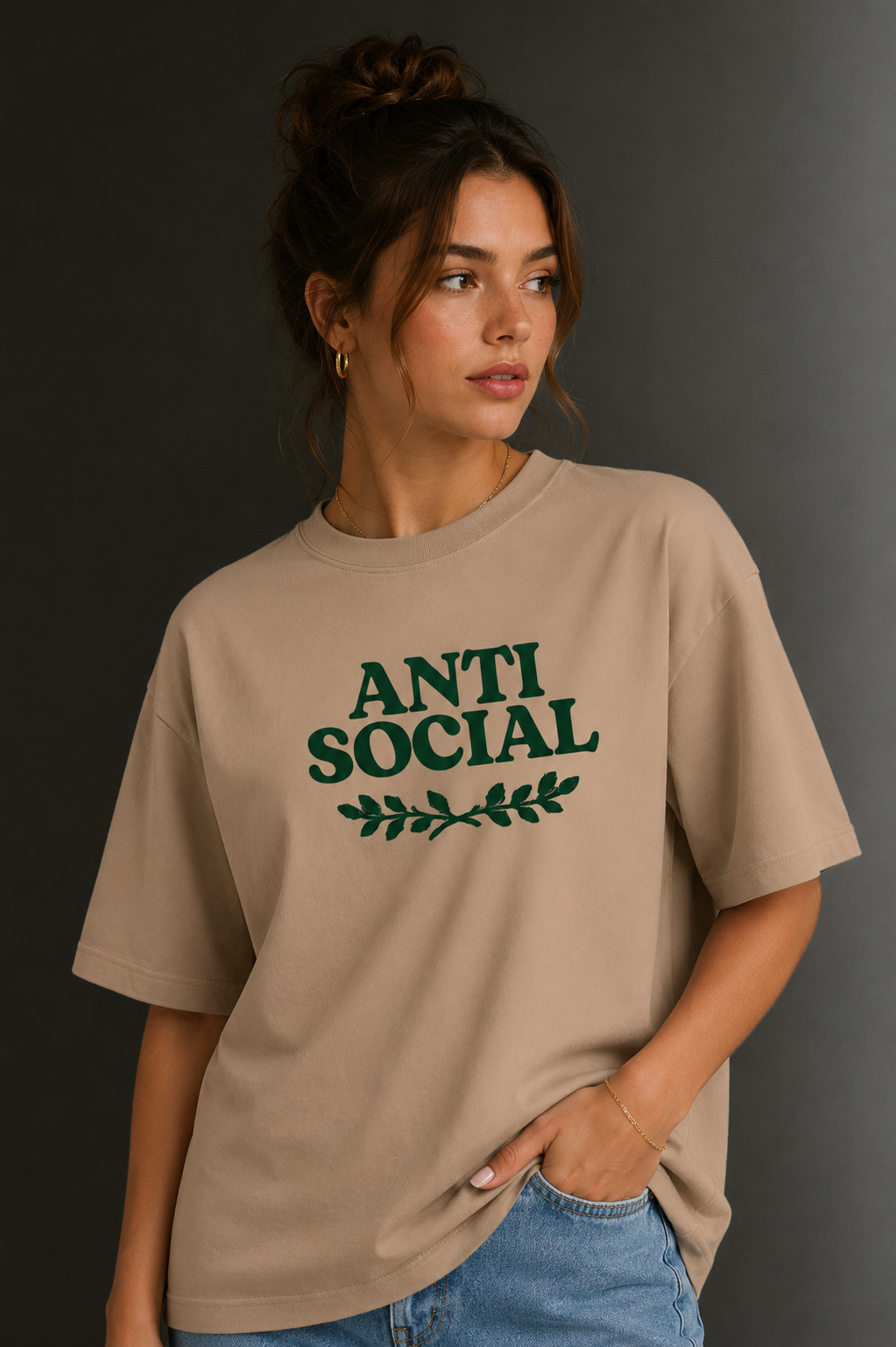 Women Drop Shoulder Front Printed T-Shirt | OUTPUFF