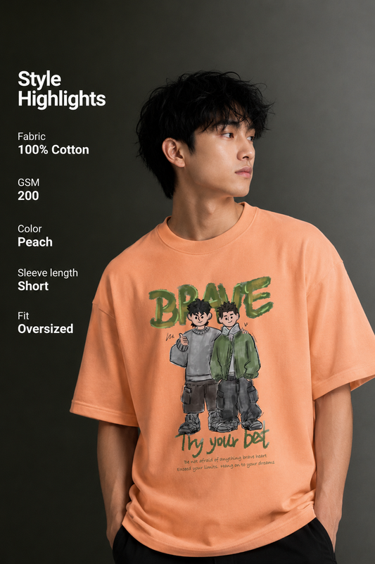 Men's Drop Shoulder Front Printed T-Shirt | Graphic Tee | OUTPUFF