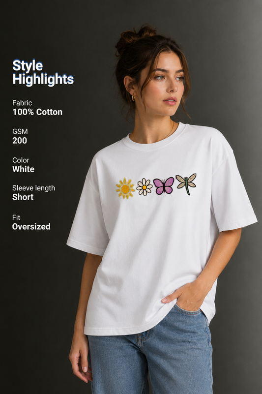 Women Drop Shoulder Front Printed T-Shirt | OUTPUFF