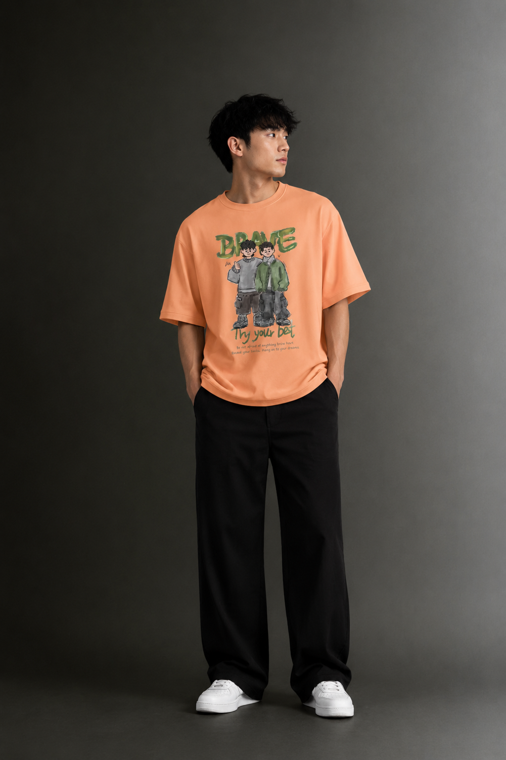 Men's Drop Shoulder Front Printed T-Shirt | Graphic Tee | OUTPUFF