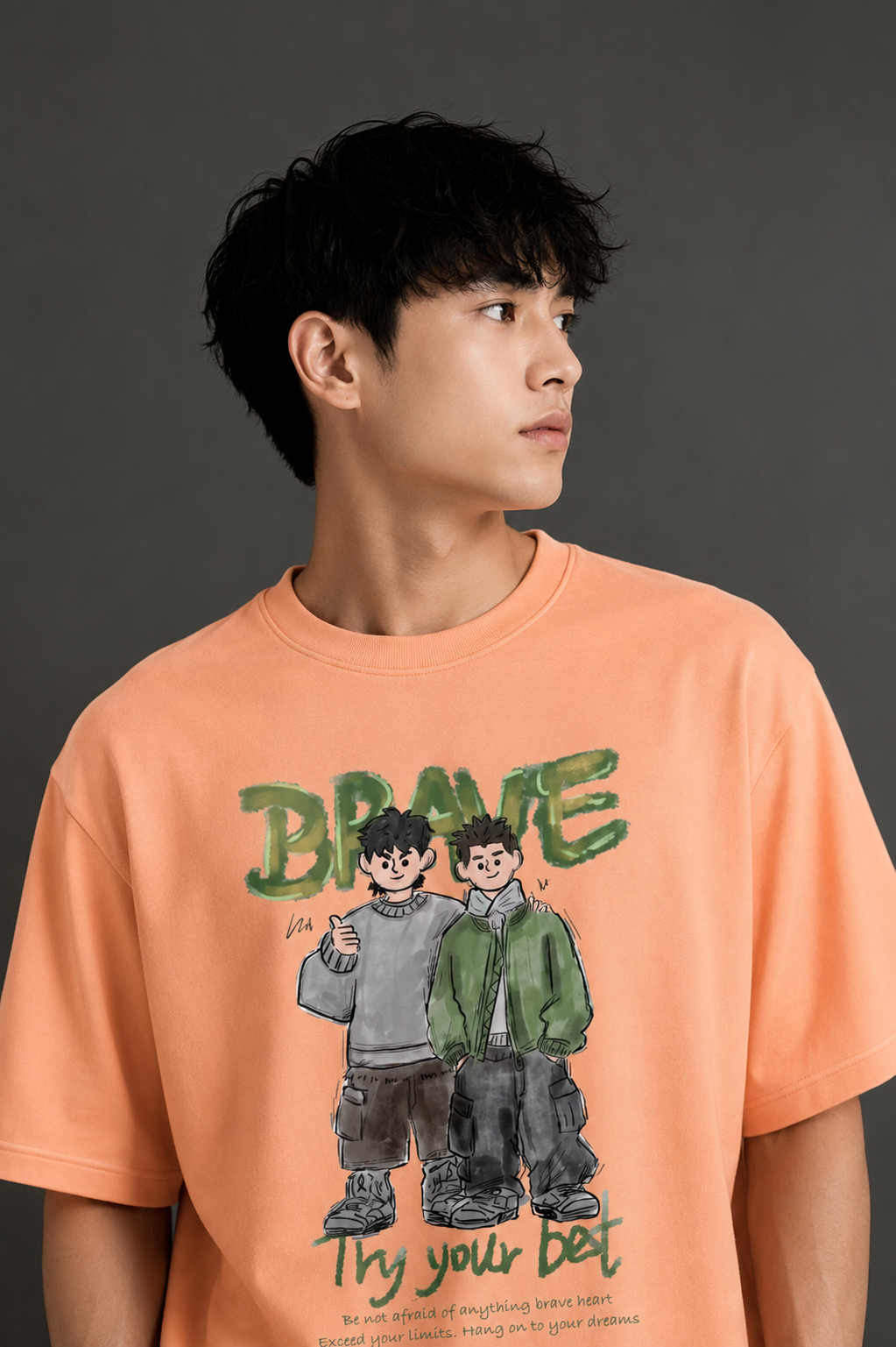 Men's Drop Shoulder Front Printed T-Shirt | Graphic Tee | OUTPUFF