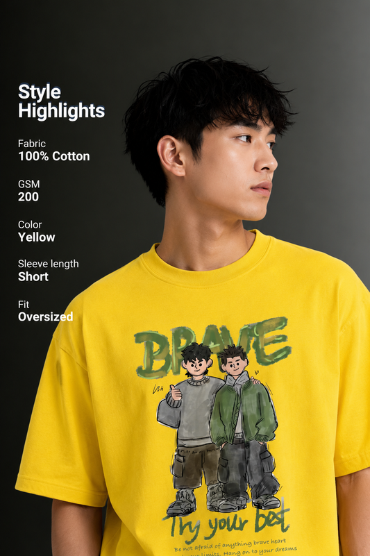 Men's Drop Shoulder Front Printed T-Shirt | Graphic Tee | OUTPUFF