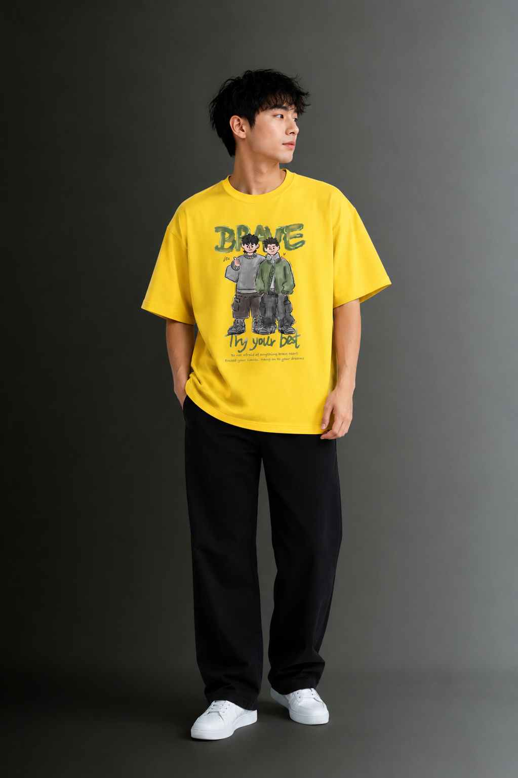 Men's Drop Shoulder Front Printed T-Shirt | Graphic Tee | OUTPUFF