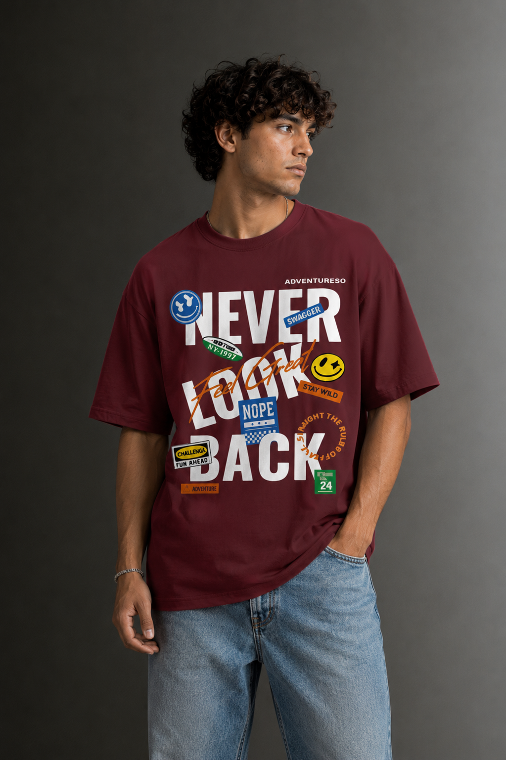 Men's Drop Shoulder Front Printed T-Shirt | Graphic Tee | OUTPUFF