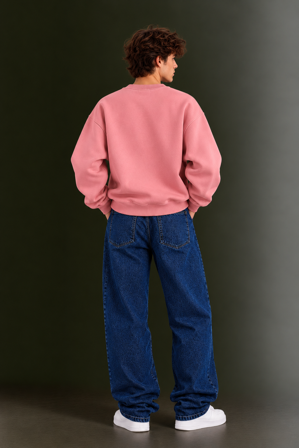 OUTPUFF Printed Oversized Drop Shoulder Crew Neck Sweatshirt