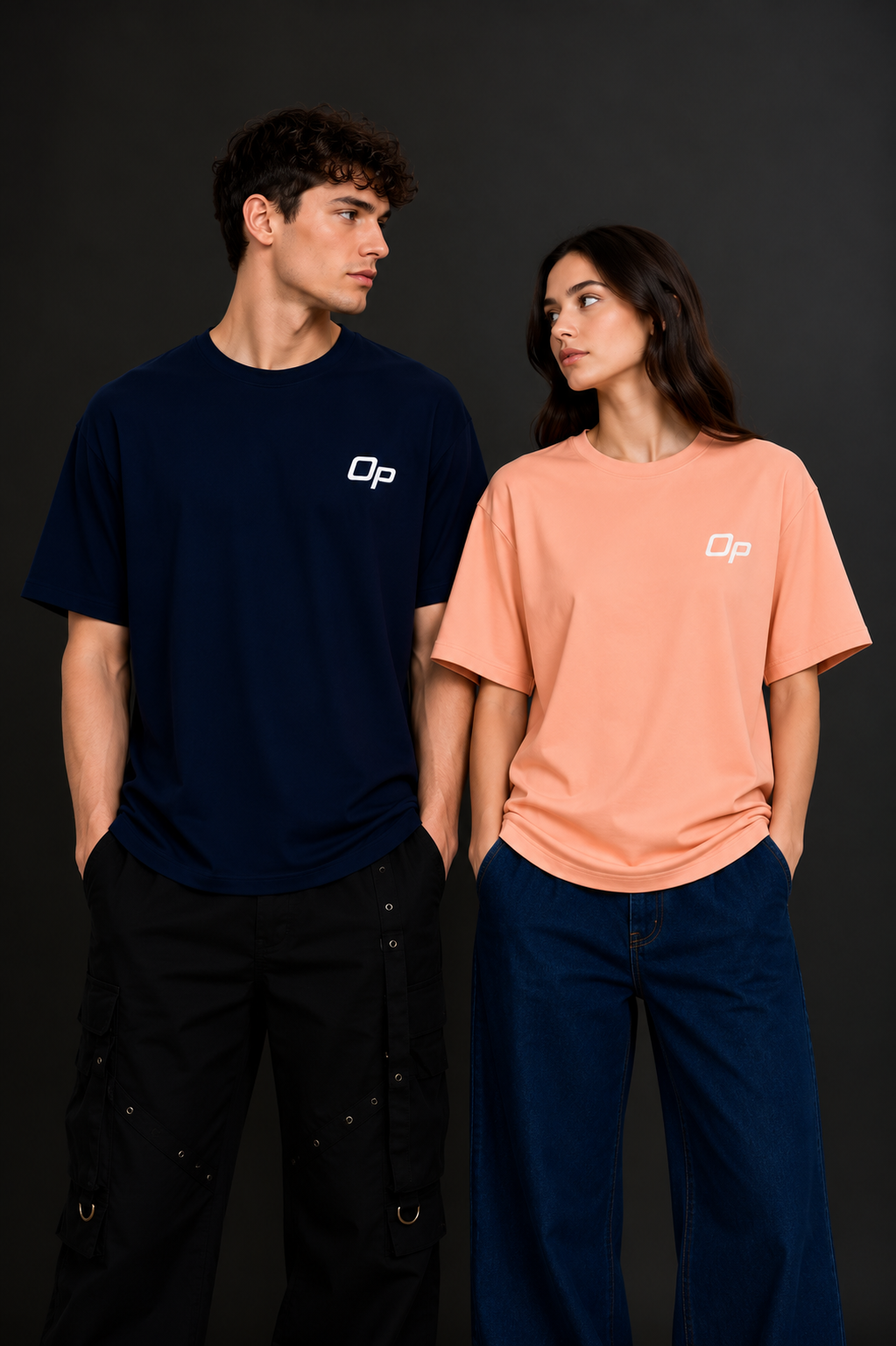Couple Plain Drop Shoulder T-Shirt | OUTPUFF