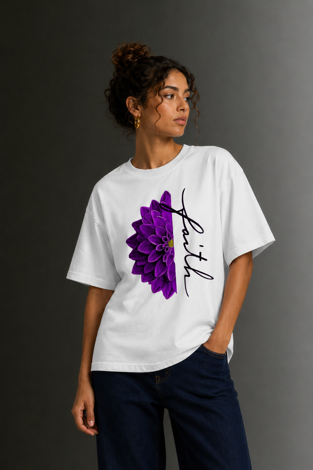 Women Drop Shoulder Front Printed T-Shirt | OUTPUFF