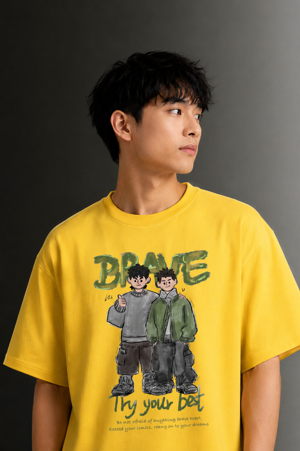 Men's Drop Shoulder Front Printed T-Shirt | Graphic Tee | OUTPUFF