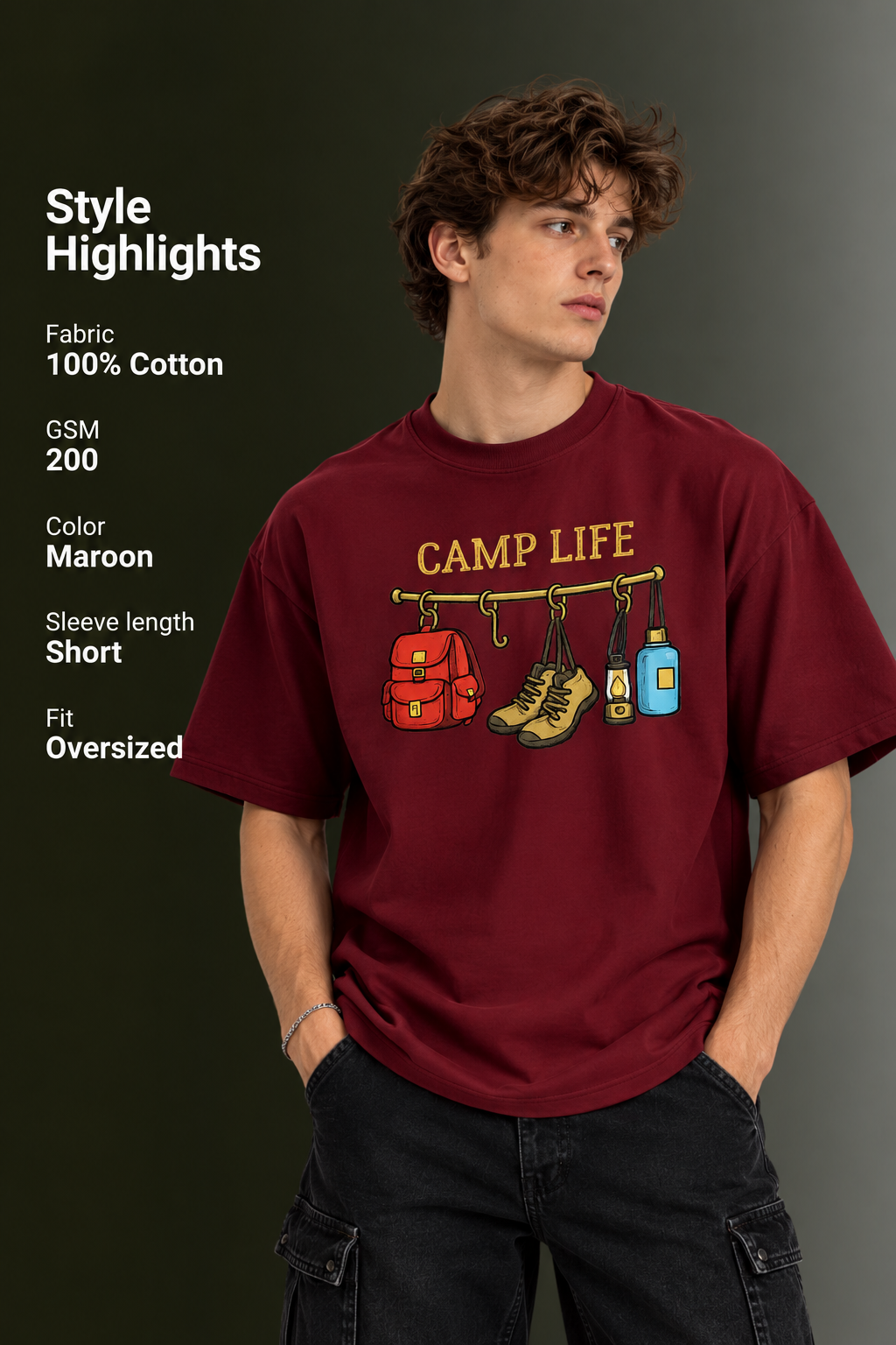 Men's Drop Shoulder Front Printed T-Shirt | Graphic Tee | OUTPUFF