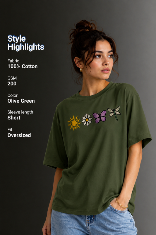 Women Drop Shoulder Front Printed T-Shirt | OUTPUFF