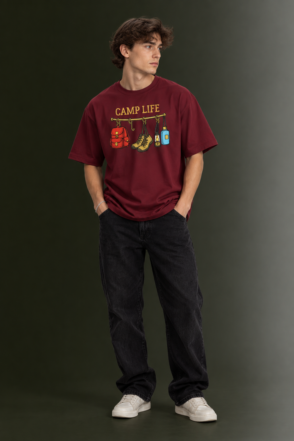Men's Drop Shoulder Front Printed T-Shirt | Graphic Tee | OUTPUFF