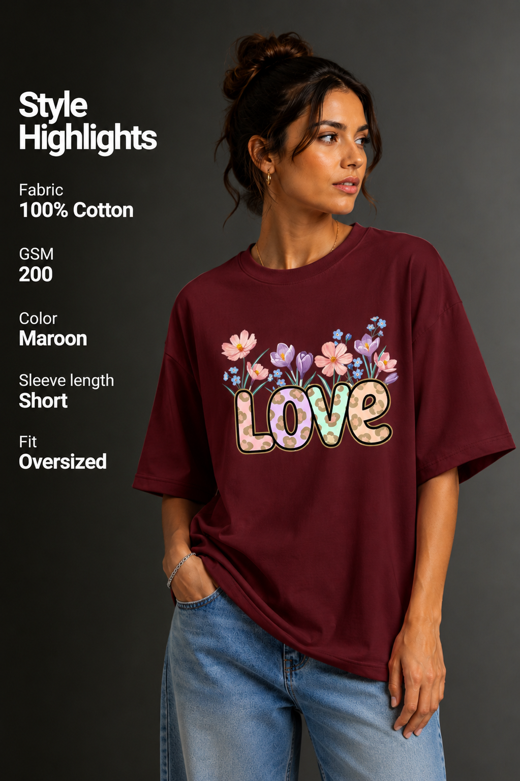 Women Drop Shoulder Front Printed T-Shirt | OUTPUFF