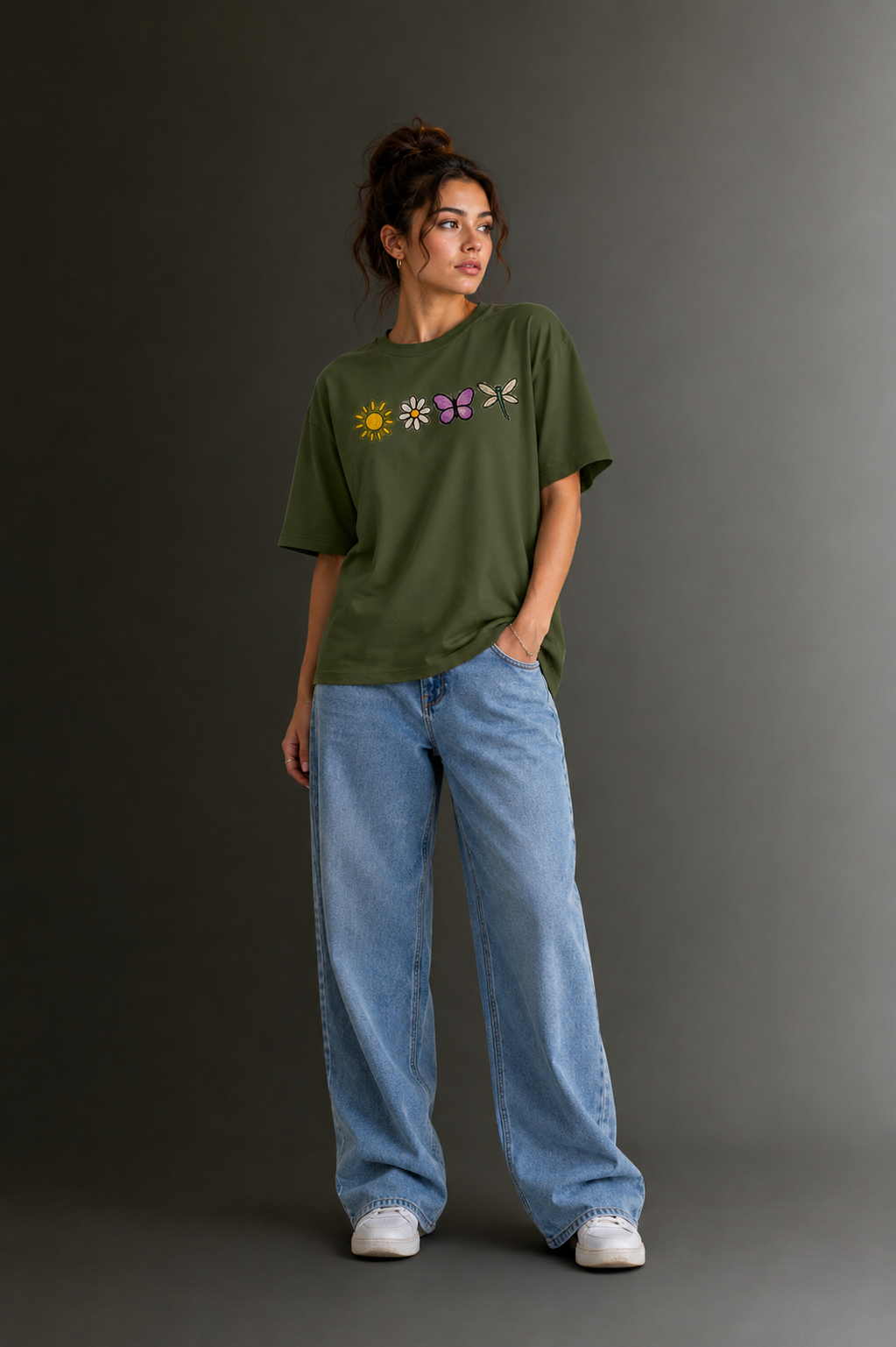 Women Drop Shoulder Front Printed T-Shirt | OUTPUFF