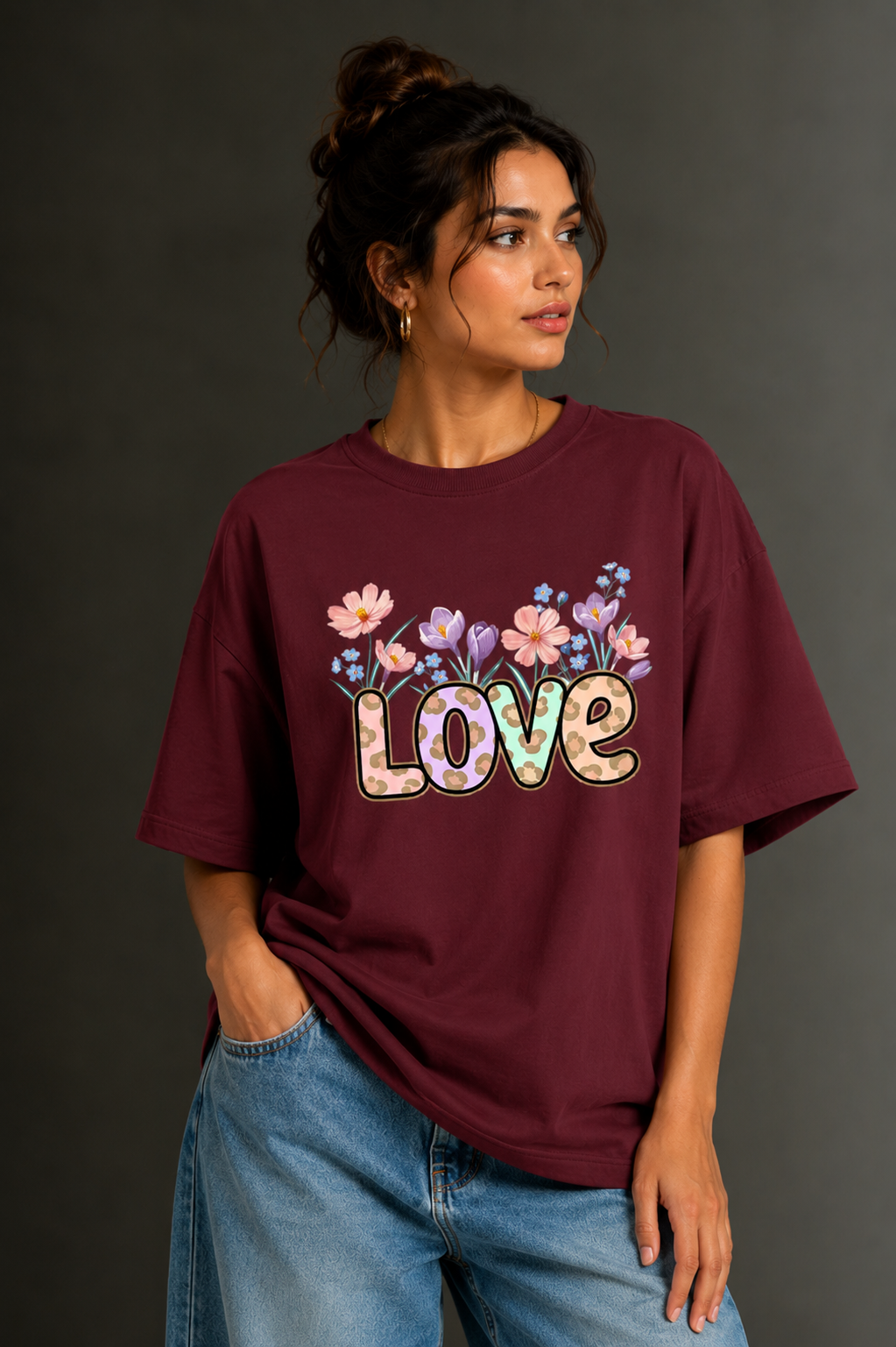 Women Drop Shoulder Front Printed T-Shirt | OUTPUFF