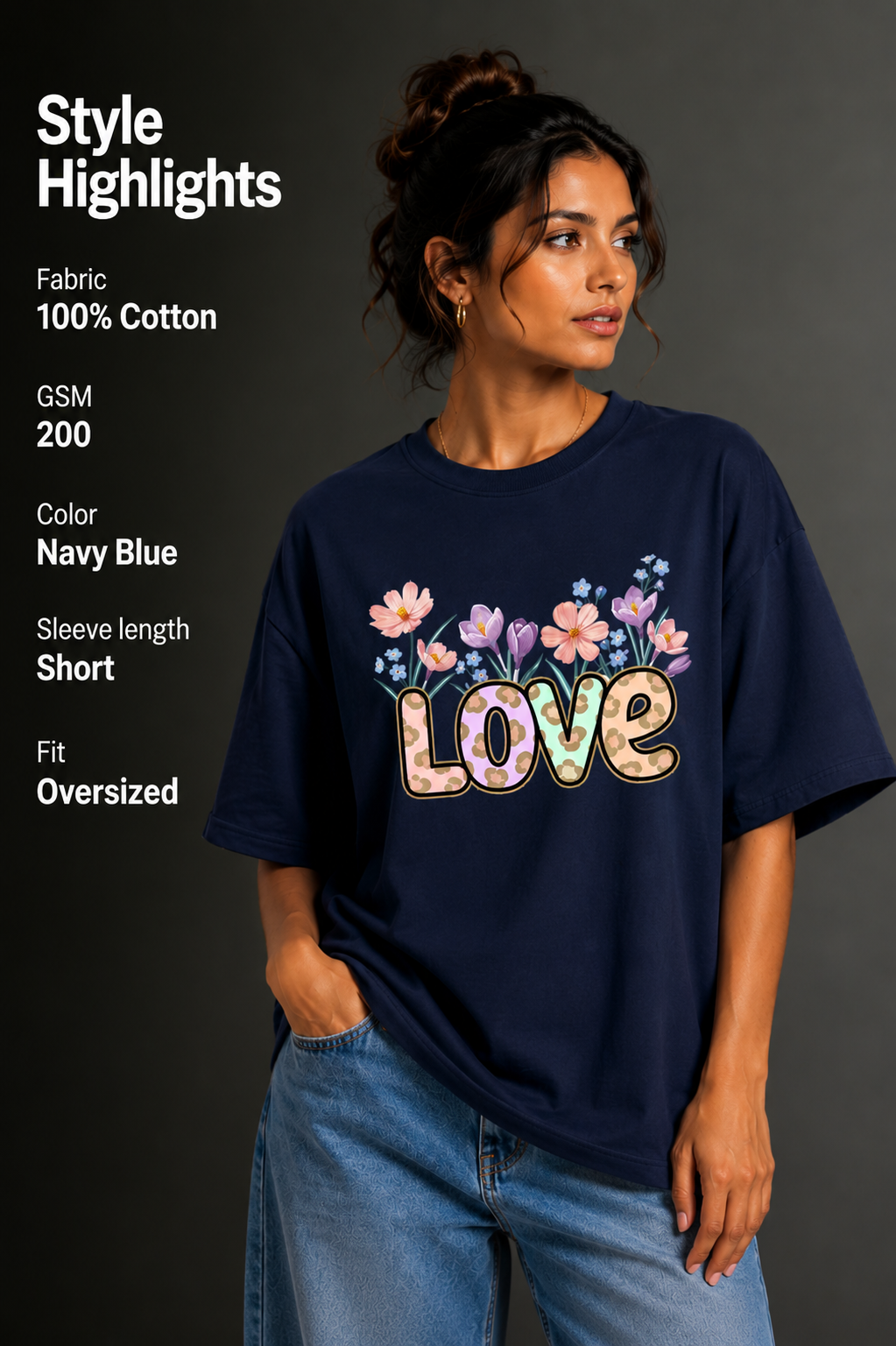 Women Drop Shoulder Front Printed T-Shirt | OUTPUFF