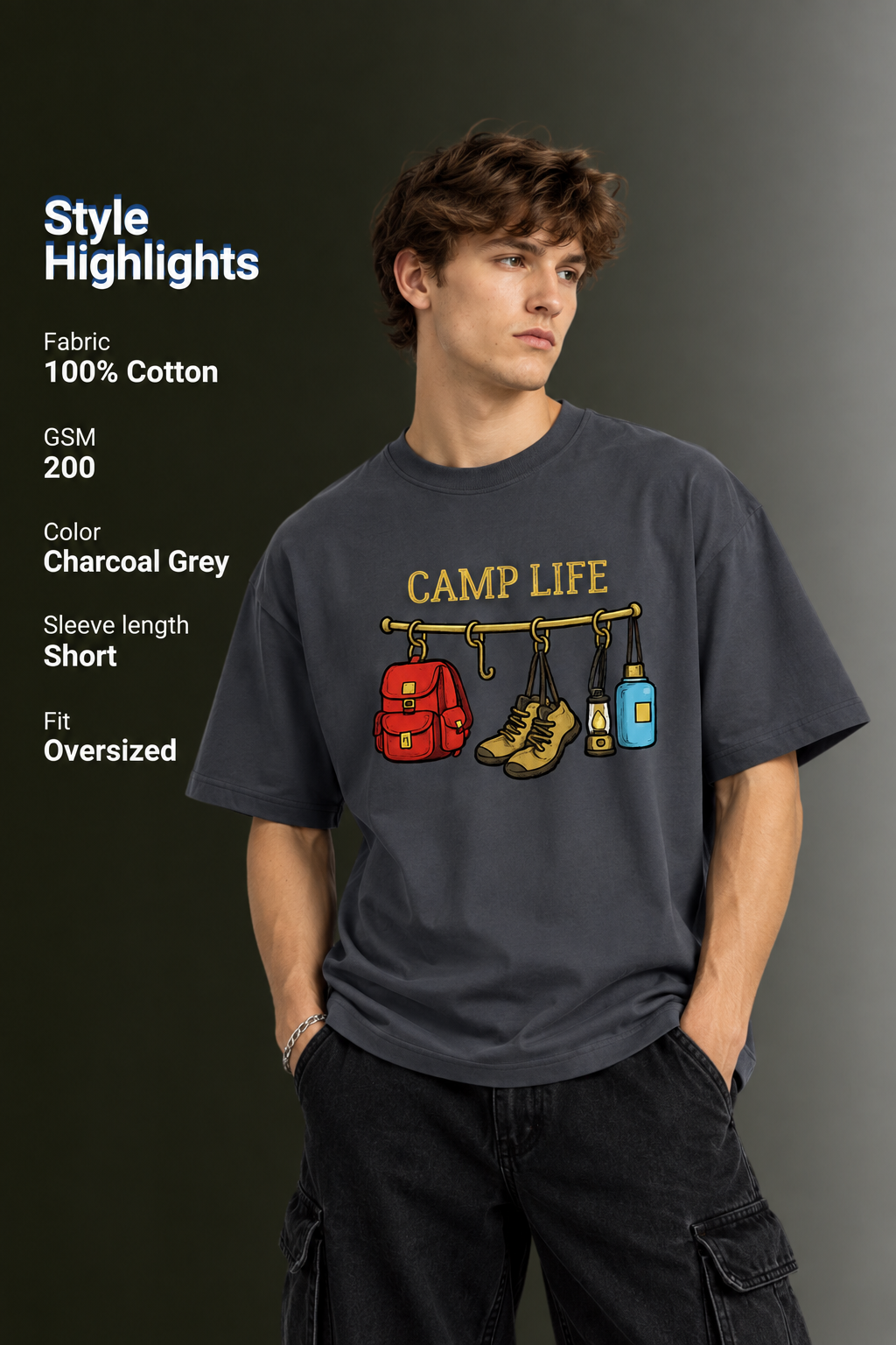 Men's Drop Shoulder Front Printed T-Shirt | Graphic Tee | OUTPUFF